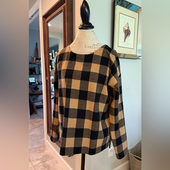 JJill Plaid Black and Tan Women's Sz L - Picture 2 of 6